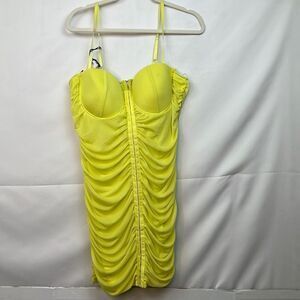 Haute Monde Yellow Body con ruched corset dress size 1X NWT